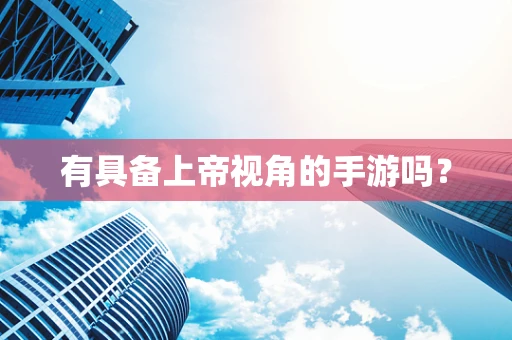有具备上帝视角的手游吗？