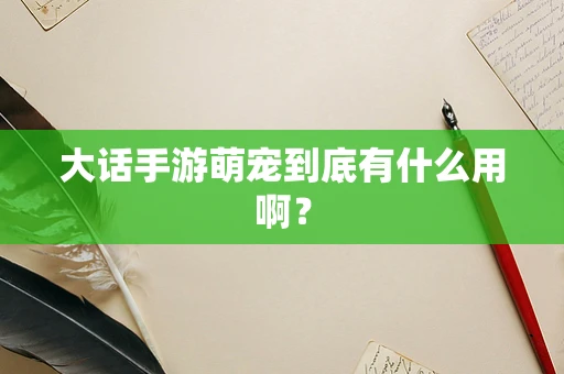 大话手游萌宠到底有什么用啊？